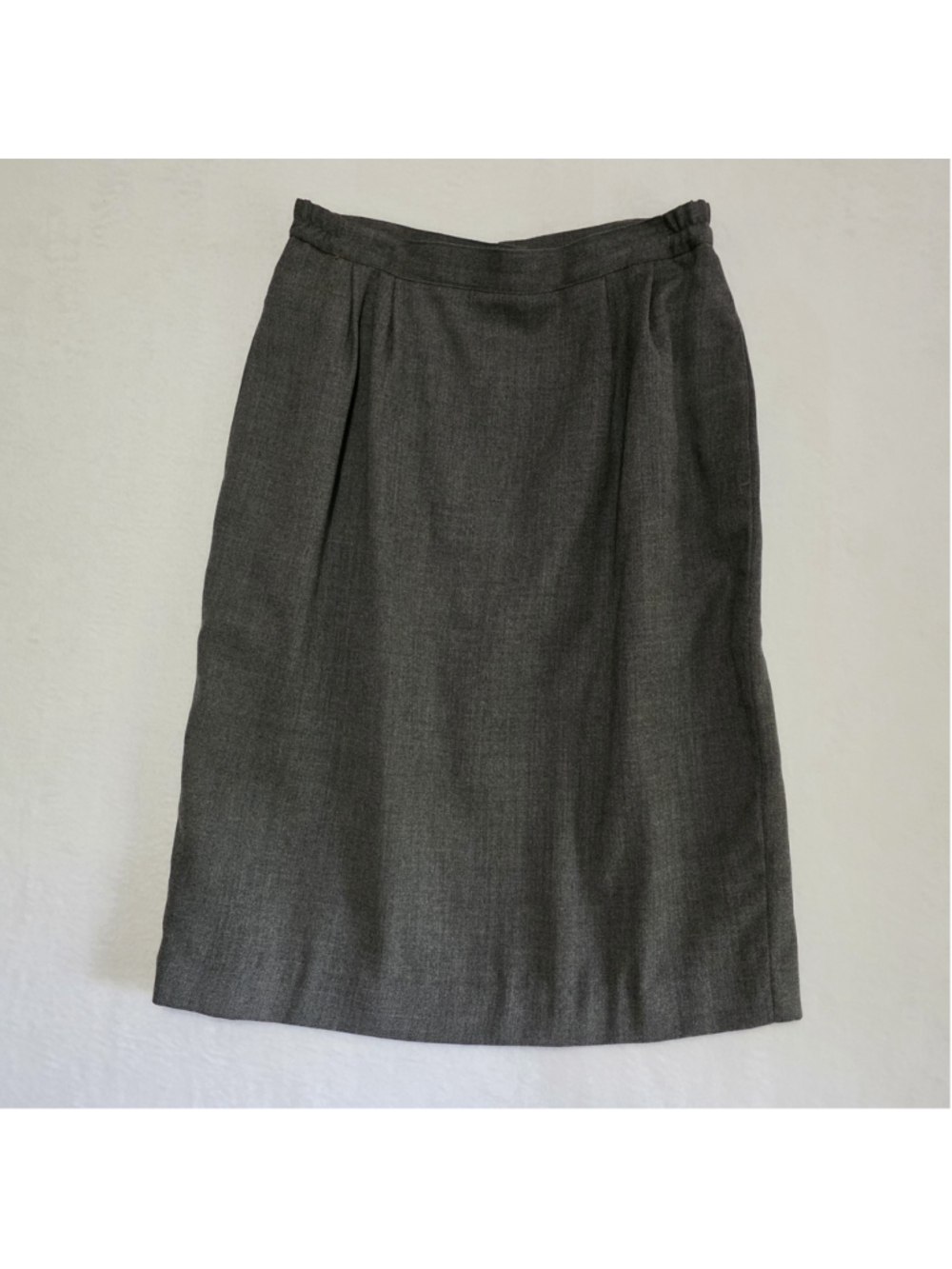 Vintage Midi Skirt 100% Wool Sz 10 Pleated Gray Grannycore Grandmacore